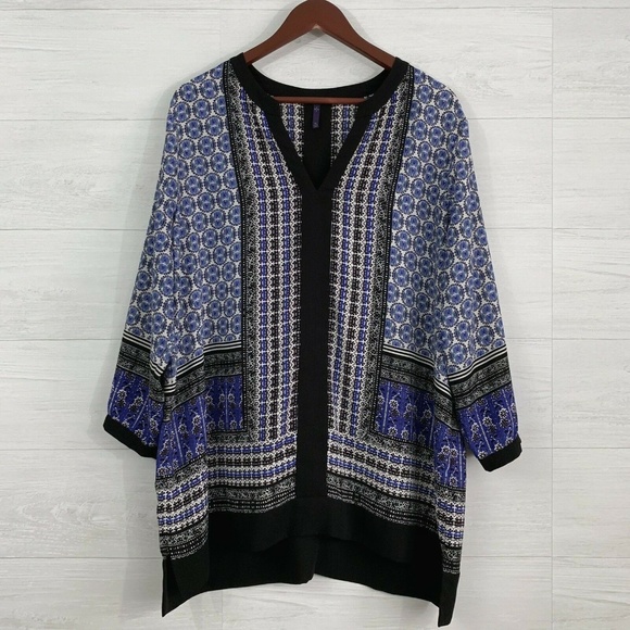 NYDJ Tops - NYDJ Blue Bandanna Print Tunic Blouse